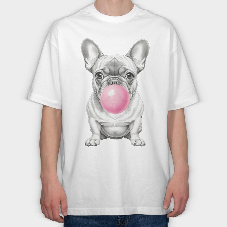 French Bulldog Bubblegum, Tricou Oversize Barbati (Unisex)