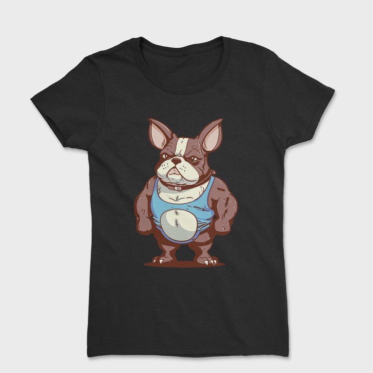French Bulldog Cartoon Bodybuilder, Tricou Femei