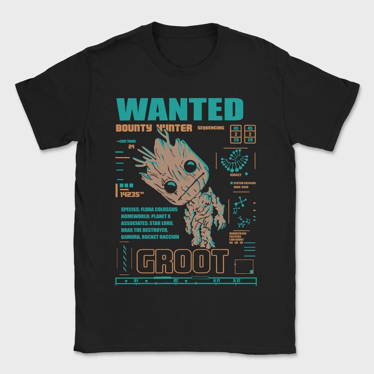 Wanted Bounty Hunter Groot, Tricou Barbati (Unisex)