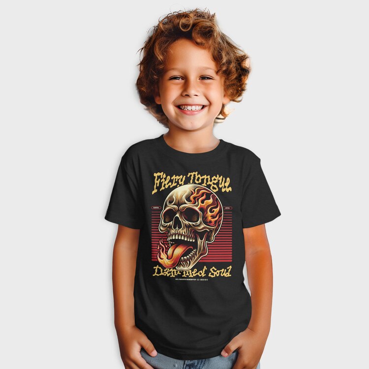 Skeleton Fiery Tongle, Tricou Copii