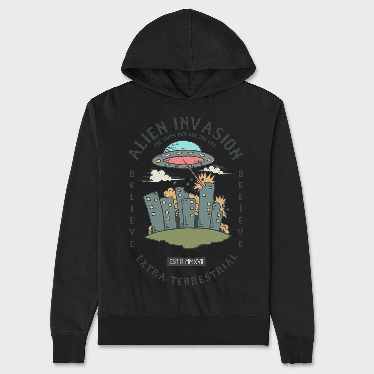 Alien Attack, Hanorac Oversize Barbati (Unisex)