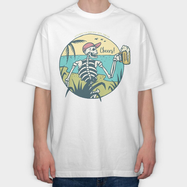 Cheers Skull, Tricou Oversize Barbati (Unisex)