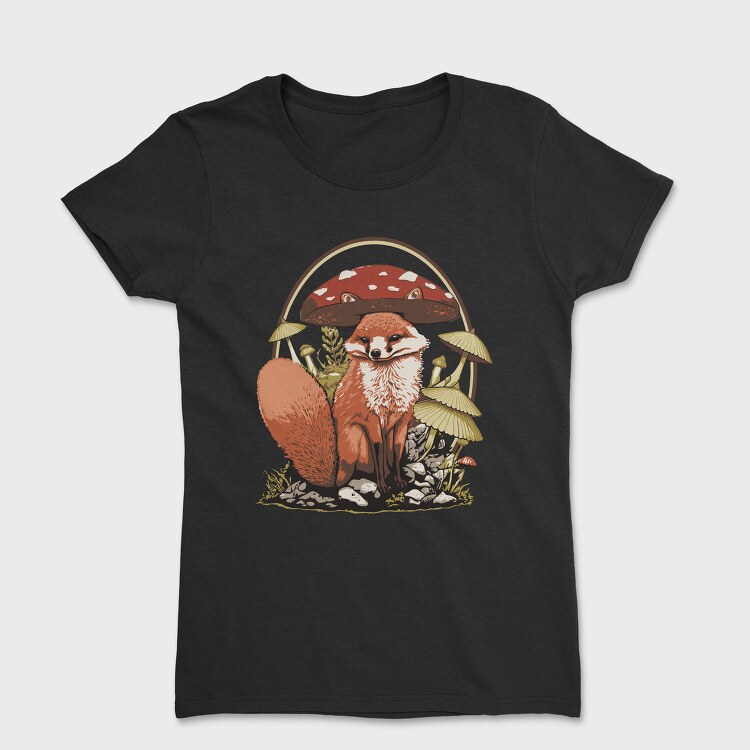 Fox And Mushrooms Cottagecore, Tricou Femei