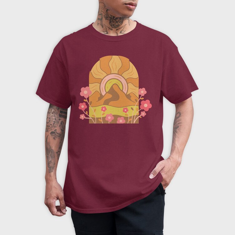 Mountain Flowers Sunset, Tricou Barbati (Unisex)