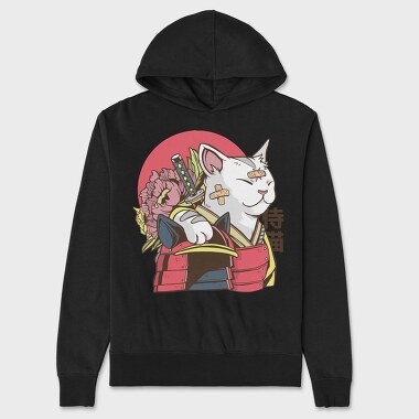 Samurai Cat, Hanorac Oversize Barbati (Unisex)