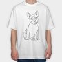 French Bulldog Continuous Line, Tricou Oversize Barbati (Unisex)