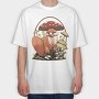 Fox And Mushrooms Cottagecore, Tricou Oversize Barbati (Unisex)