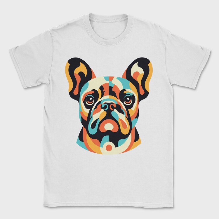 French Bulldog Geometric Bulldog, Tricou Barbati (Unisex)