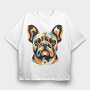 French Bulldog Geometric Bulldog, Tricou Oversize Barbati (Unisex)