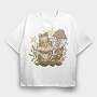 Frog And Mushrooms On, Tricou Oversize Barbati (Unisex)