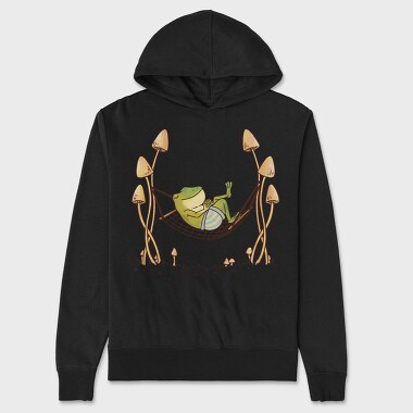 Frog Animal Chilling In Hammock Cottagecore, Hanorac Oversize Barbati (Unisex)