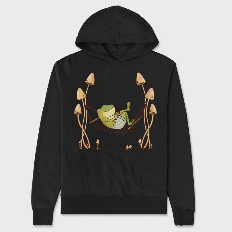 Frog Animal Chilling In Hammock Cottagecore, Hanorac Oversize Barbati (Unisex)