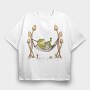 Frog Animal Chilling In Hammock Cottagecore, Tricou Oversize Barbati (Unisex)