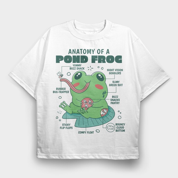 Frog Cute Anatomy, Tricou Oversize Barbati (Unisex)