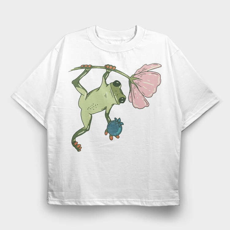 Frog Flower Snack, Tricou Oversize Barbati (Unisex)