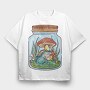 Frog In Mason Jar Nature, Tricou Oversize Barbati (Unisex)