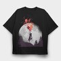 Boy And Teddy Bear Floating, Tricou Oversize Barbati (Unisex)