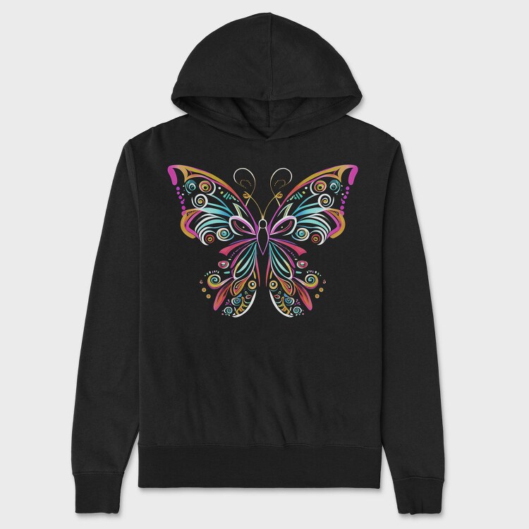 Bright Colored Butterfly Colorful, Hanorac Oversize Barbati (Unisex)
