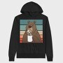 Brown Bear With Coffee Grumpy, Hanorac Oversize Barbati (Unisex)