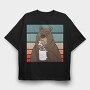 Brown Bear With Coffee Grumpy, Tricou Oversize Barbati (Unisex)