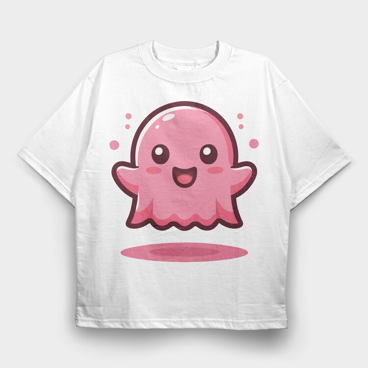 Bubbly Pink Ghost, Tricou Oversize Barbati (Unisex)