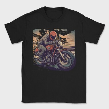 Motorcycle With Comic Rider, Tricou Barbati (Unisex)