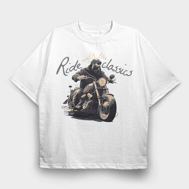 Motorcycle With Rider Ride With the Classics, Tricou Oversize Barbati (Unisex)