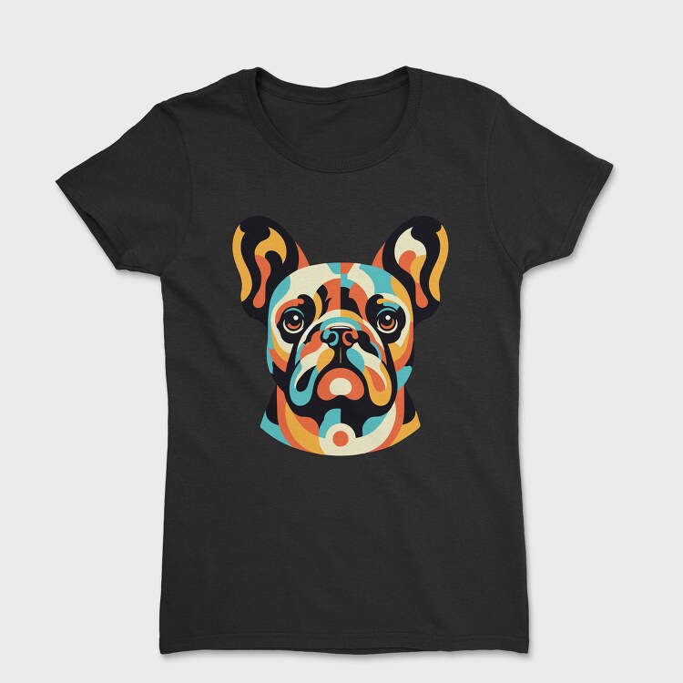 French Bulldog Geometric Bulldog, Tricou Femei