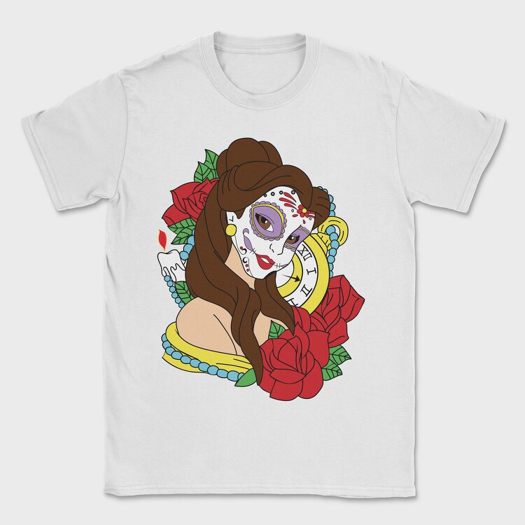 Sugar Skull Rose Clock, Tricou Barbati (Unisex)