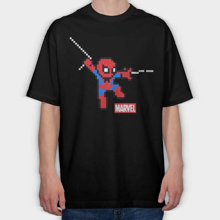 Spiderman Pixel Marvel, Tricou Oversize Barbati (Unisex)