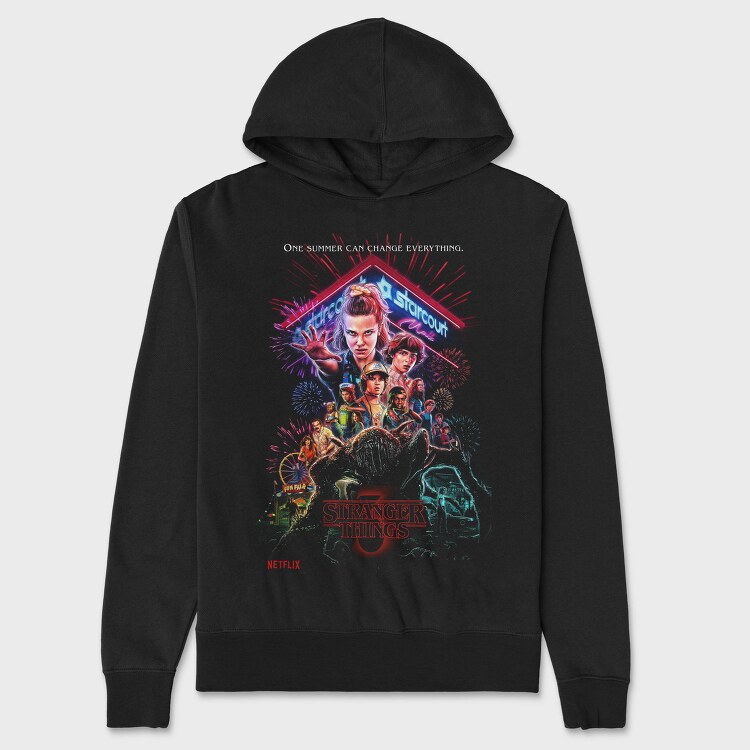 Stranger Things Halftone Neon Glow, Hanorac Oversize Barbati (Unisex)