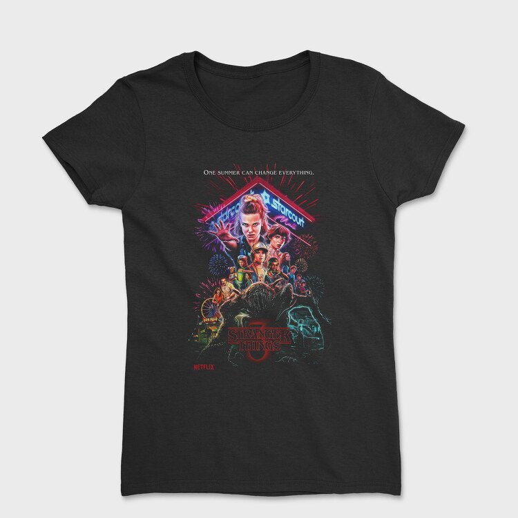 Stranger Things Halftone Neon Glow, Tricou Femei