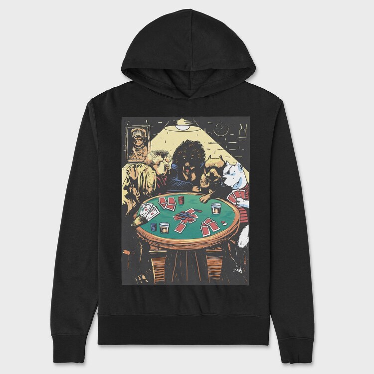 Poker Dogs, Hanorac Oversize Barbati (Unisex)