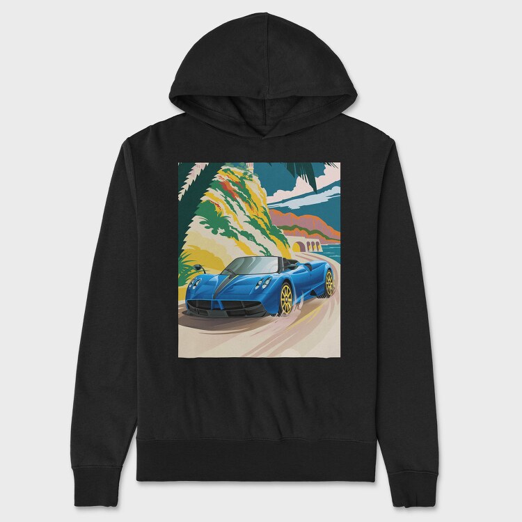 Coastal Speed Car Palm Ocean, Hanorac Oversize Barbati (Unisex)
