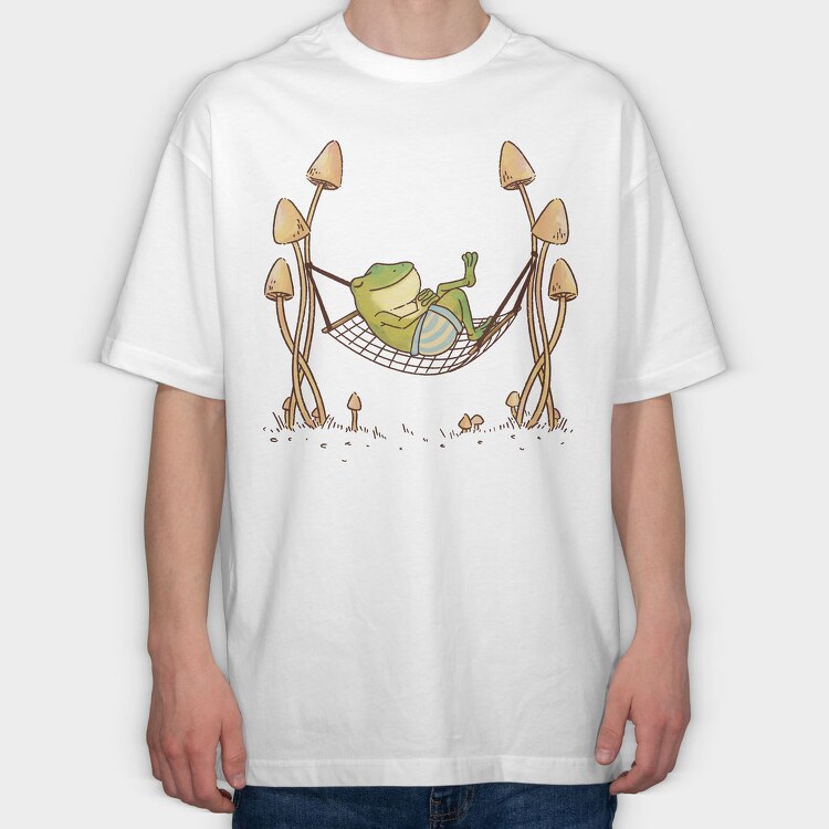 Frog Animal Chilling In Hammock Cottagecore, Tricou Oversize Barbati (Unisex)