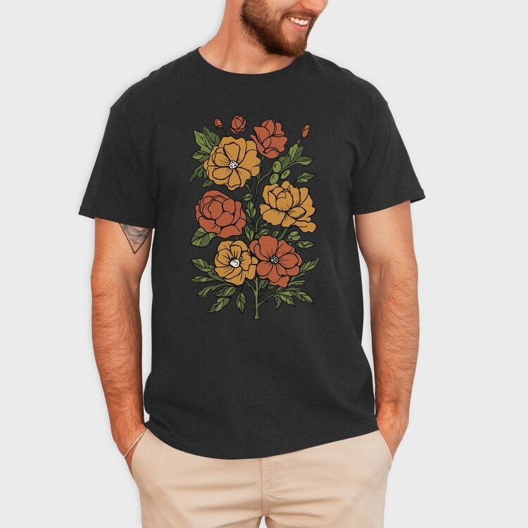 Orange Flowers, Tricou Barbati (Unisex)