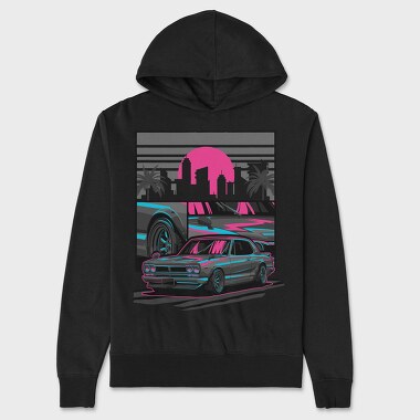 Skyline Retro Night, Hanorac Oversize Barbati (Unisex)