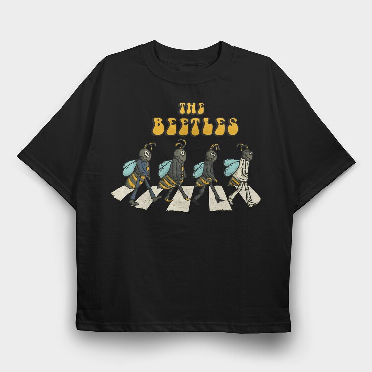Beetle Beatle Crosswalk, Tricou Oversize Barbati (Unisex)