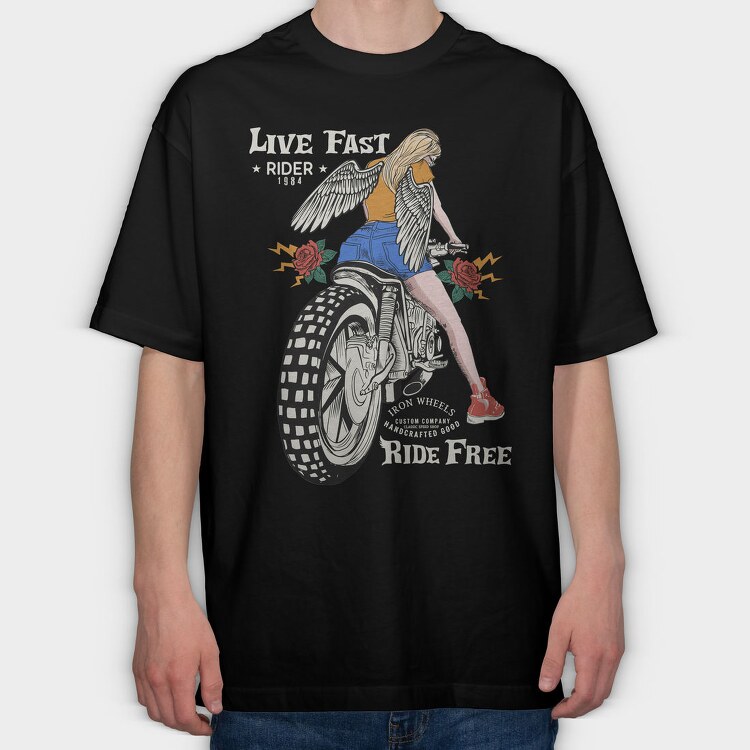 Angel Riders Wing, Tricou Oversize Barbati (Unisex)