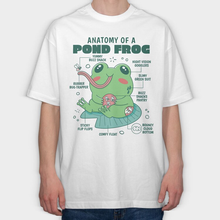 Frog Cute Anatomy, Tricou Oversize Barbati (Unisex)