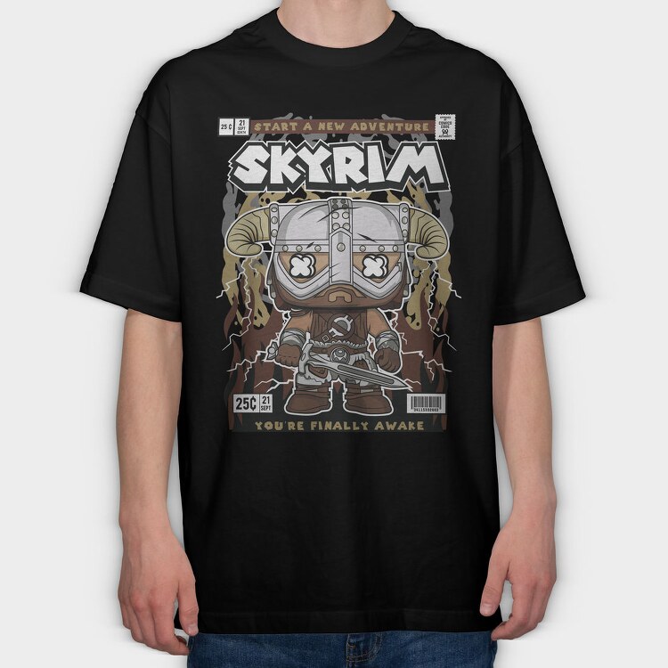 Skyrim, Tricou Oversize Barbati (Unisex)