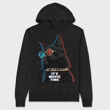 Cat Movie Time, Hanorac Oversize Barbati (Unisex)