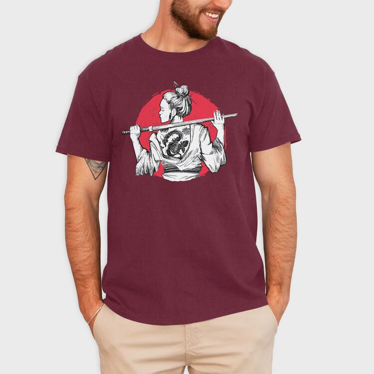 Samurai Girl Tattoo, Tricou Barbati (Unisex)