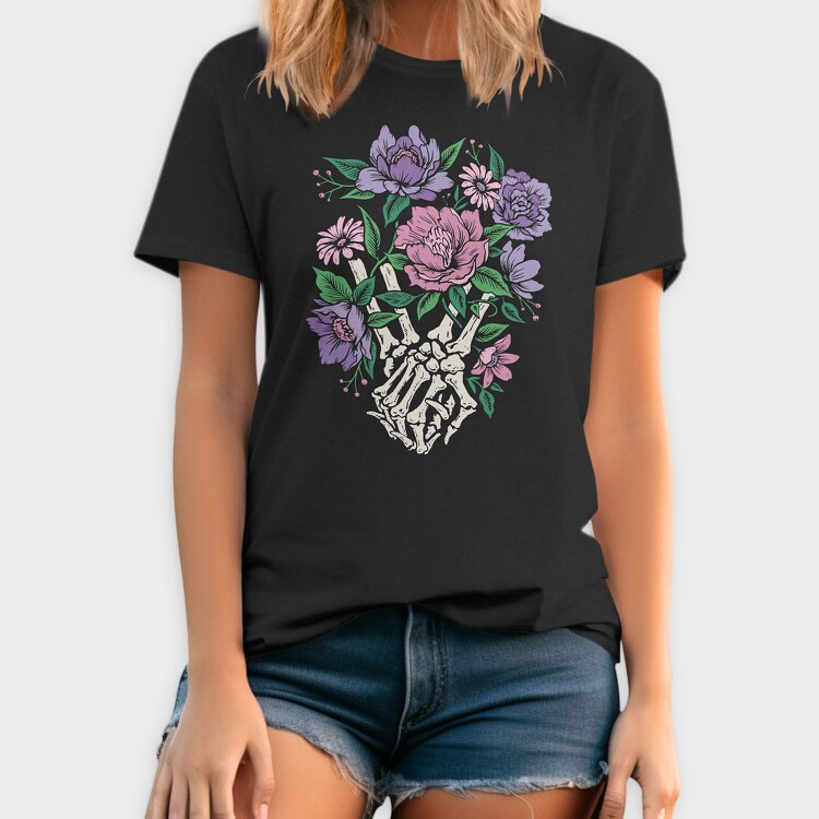 Skeleton Hands Flower, Tricou Barbati (Unisex)