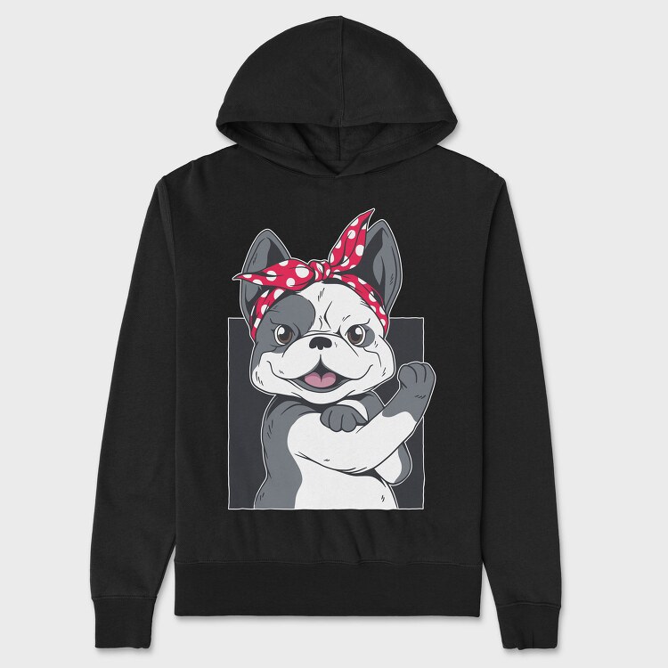 Bulldog Bandana Chic, Hanorac Oversize Barbati (Unisex)