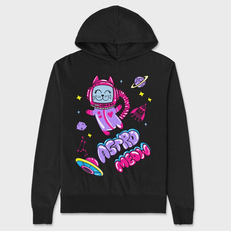 Cat Astronaut Meow, Hanorac Oversize Barbati (Unisex)
