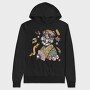 Cat Cherry Blossom, Hanorac Oversize Barbati (Unisex)