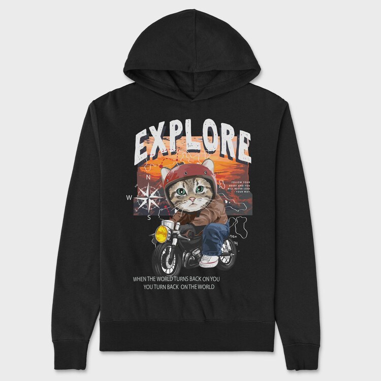 Cat Rider Dreams, Hanorac Oversize Barbati (Unisex)