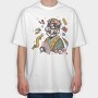 Cat Cherry Blossom, Tricou Oversize Barbati (Unisex)