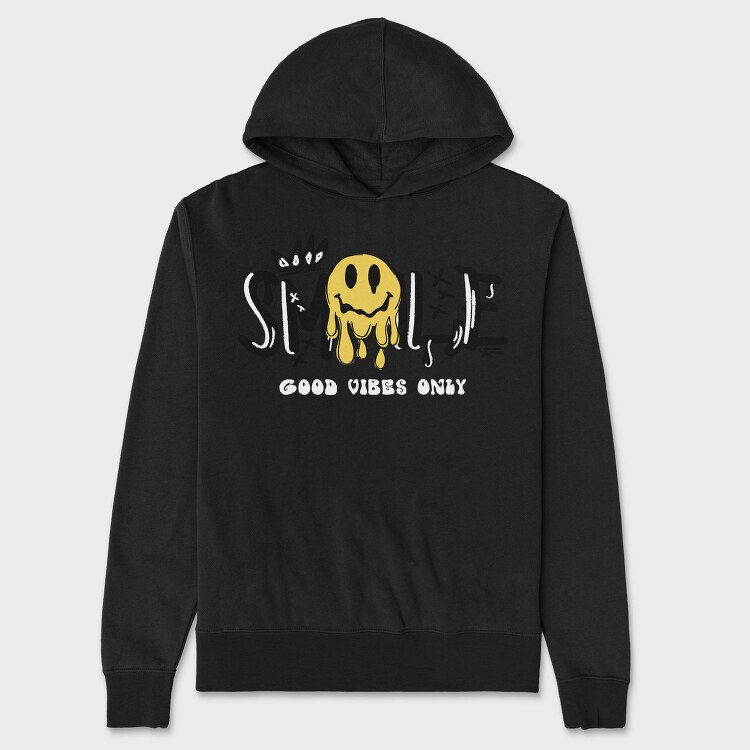 Good Vibes Only Smiley, Hanorac Oversize Barbati (Unisex)